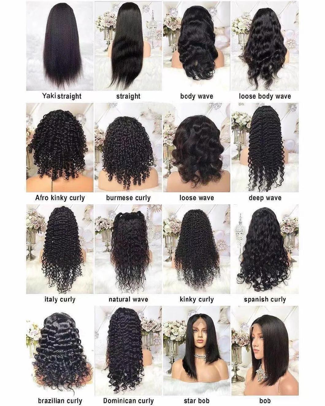 Factory Wholesale Virgin Human Hair Full Frontal Closure Lace Wig Cuticle Aligned Brazilian Hair 150%180% Density HD Transparent Lace Front Wig for Black Woman