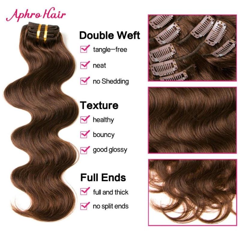 100% Human Hair Body Wave Clip in Hair Extension Body Wave (AV-CH140-22-4)