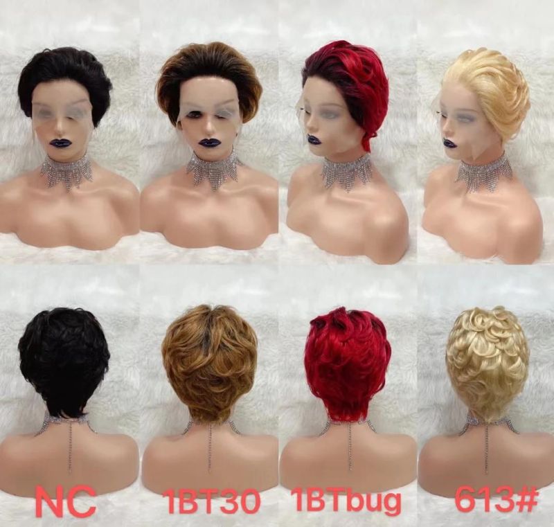 Colorful Glueless Transparent Unprocessed Raw Virgin Short Bob Human Hair Wigs