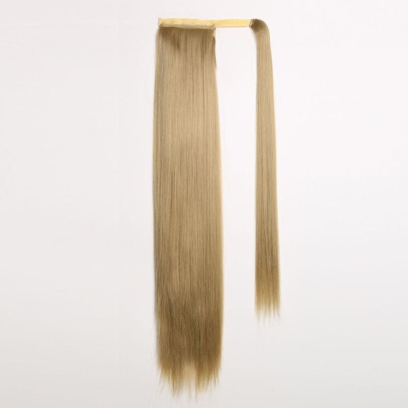 24inch Long Straight Synthetic Ombre Blond Cheap Clip in Wrap Around Ponytail Hair Extension