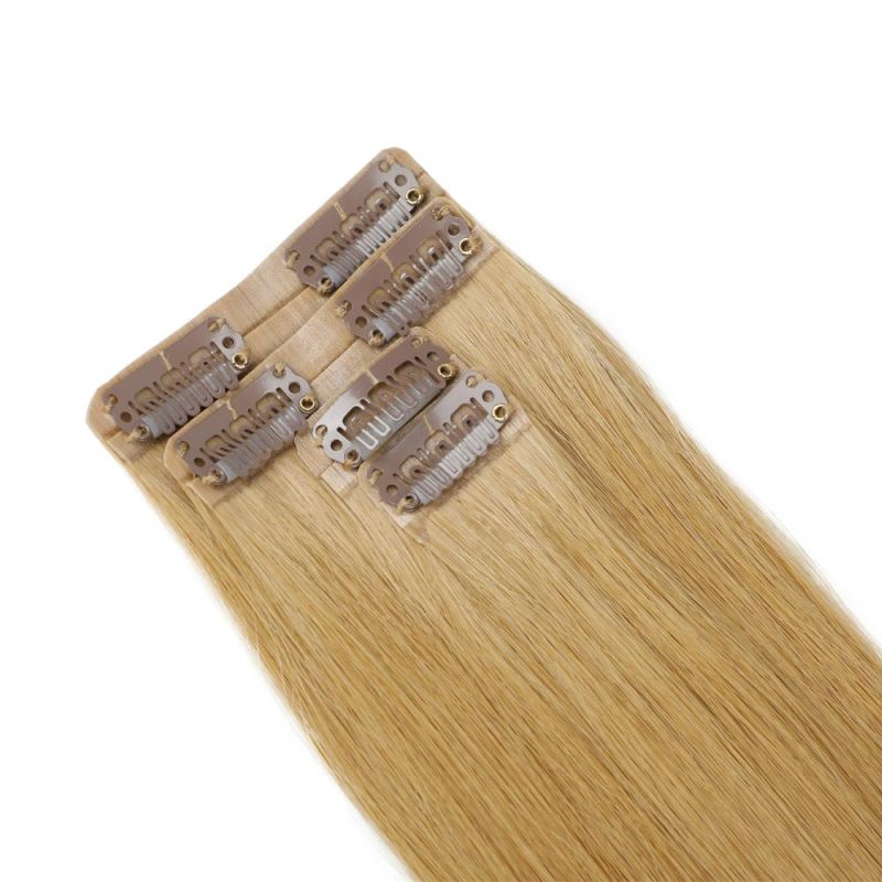 China Factory 100% Remy 100g/Set PU Clip in Hair Extensions.