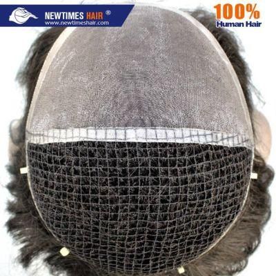 Mono Front PE Line Back PU Around Customized Human Hair Women Toupee