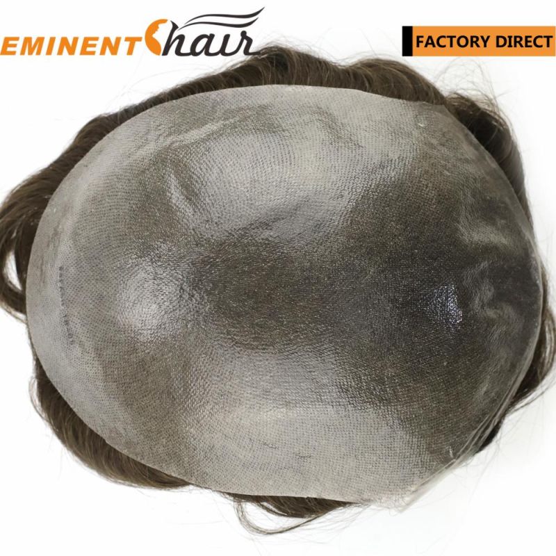 Natural Hairline Effect Custom Made Human Hair Men Toupee PU