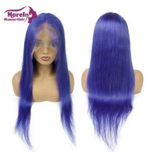 Wholesale Swiss Lace Front Color Wigs 10A Grade Remy Hair Wig Purple 100% Human Hair Wigs