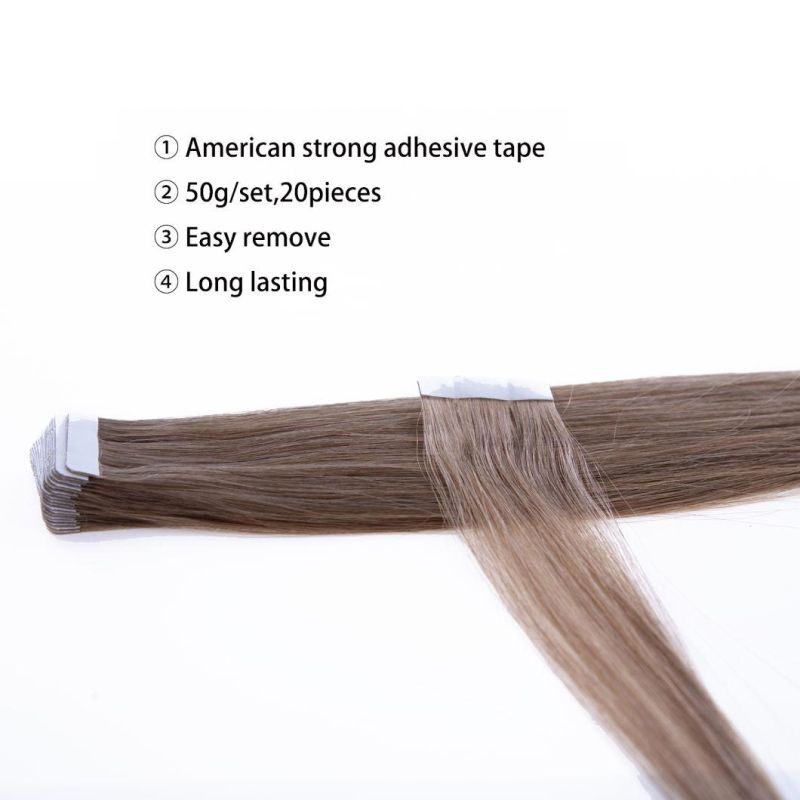 Hair for Salon Human Tape in 22 Inch Silky Straight Skin Weft Real Hair Glue Extensions 40 Pieces Color #10
