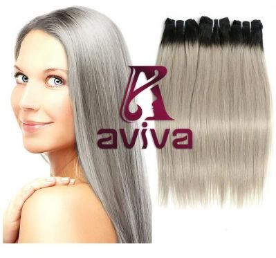 100% Remy Human Hair Extension Virgin Hair Extension Hair Weft Silvery Color Weft Double Drawn in Chinese Hair (AV-TS01)
