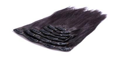 Brazilian Remy Kinky Straight Hair Clip Human Hair Extensions Natural Color 8 Pieces/Set Full Head Remy Hair