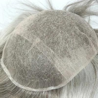 Hair Replacement Systems for Men French Lace with Swiss Lace Front