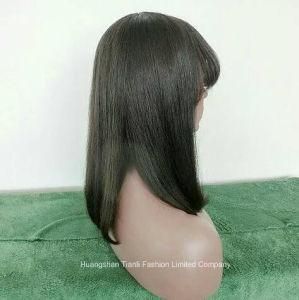 12&quot; Half Hand-Tied Wig Bob Human Hair Full Lace Wig