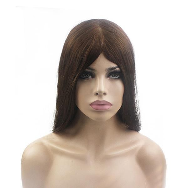 Machine Made Wefts with Injected Skin Top Natural Hairpiece for Women
