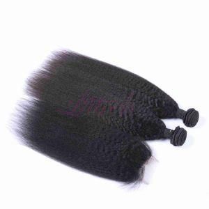 Kinky Straight Human Weft 100% Indian Remy Hair with Closure