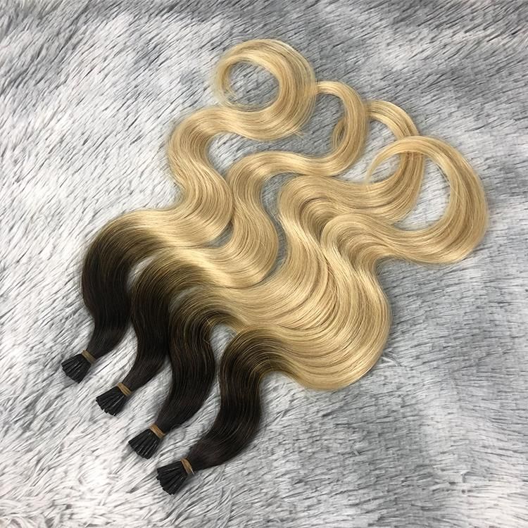 European Cuticle Aligned I Tip Straight Balayage Color Body Wave I Tip Hair Extensions Human Hair