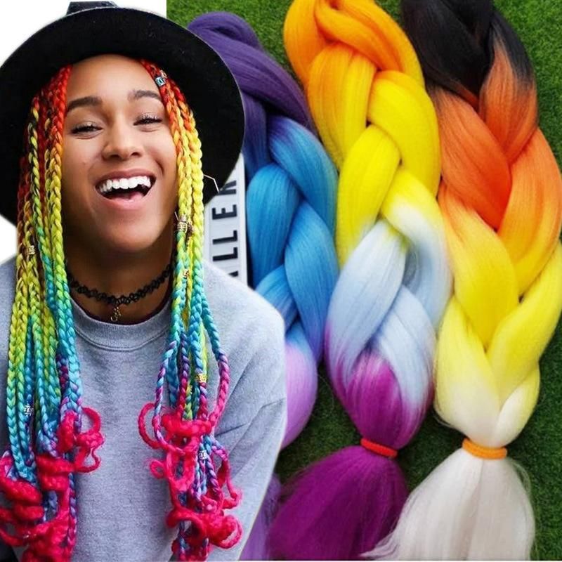 Light Yaki Easy Braid, Take Hot Water Ombre Braiding Hair 100gram Synthetic Crochet Hair Extension