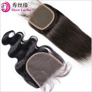 Competive Price Silk Straight Virgin European Hair with Closure Free Part Swiss Lace Top Closure