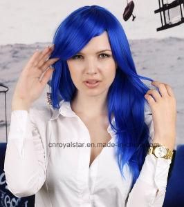 2016 New Wig Inclined Bang Blue Cos Long Hair Wig