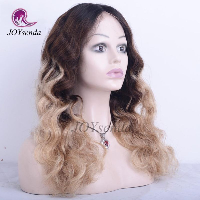 Ombre 3 Colours Water Wave Indian Hair Front Lace Wig