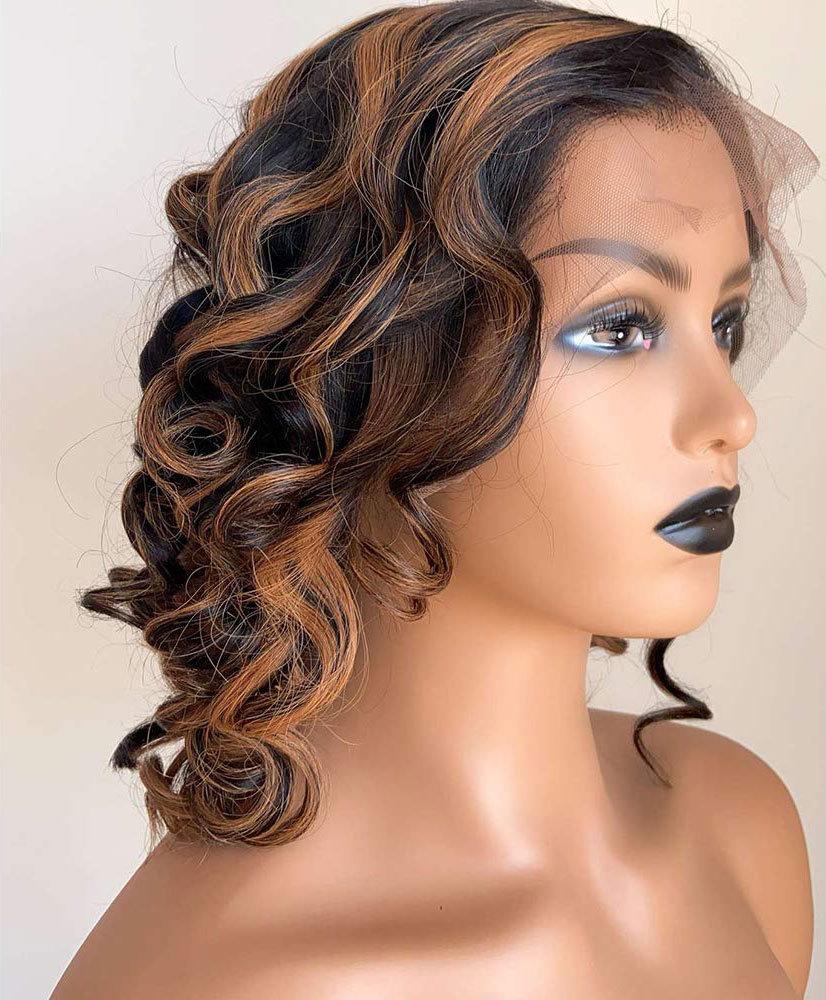 Kbeth Waterwave Human Hair Wig for Black Women 2021 Fashion Remy Real Virgin Hair Brown Color 10 Inch Short Bob Hair Wigs Wholesale