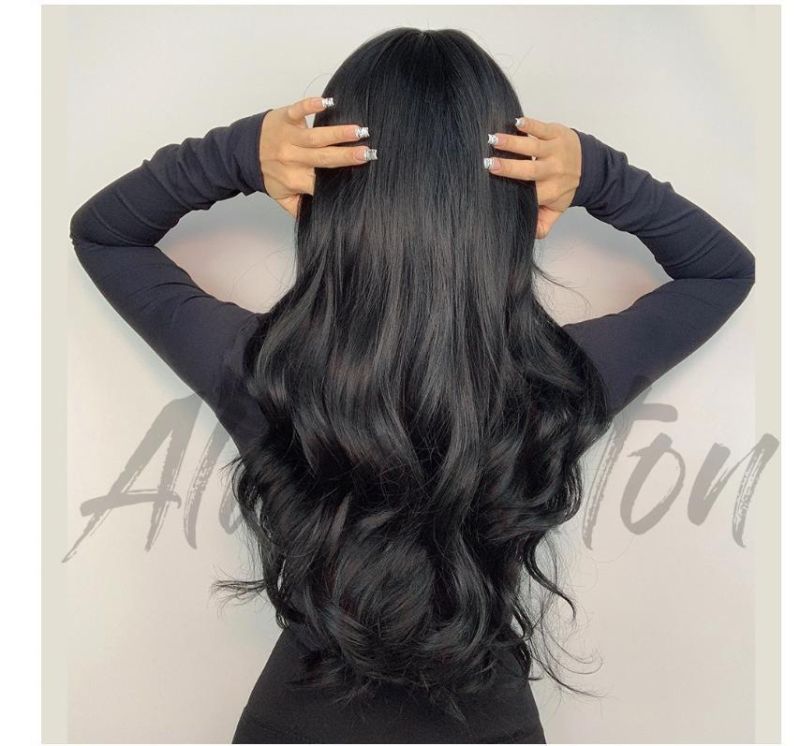 Freeshipping Long Wavy Black Synthetic Wigs for Women Heat Resistant Natural Middle Part Cosplay Party Lolita Hair Wigs Dropshipping Wholesale