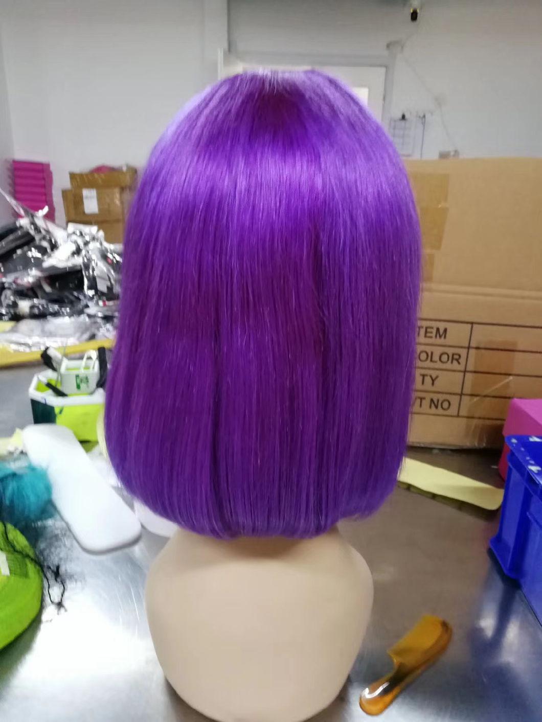 Colored Blue/Pink/Yellow/Green Brazilian Hair Bob Wigs
