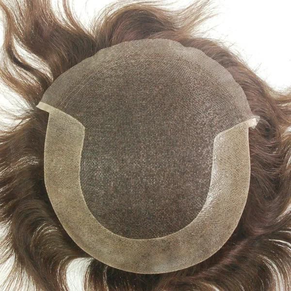 Fine Welded Mono with Skin Back Sides Durable Men′s Toupee Human Hair