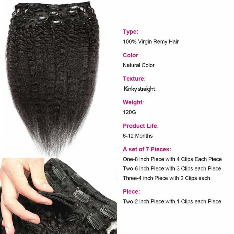 Kbeth Human Hair Extension Clip in for Black Women Hair Weave Remy Long Tangle Free Yaki Kinky Straight Brazilian 100% Unprocessed Hair Extensions