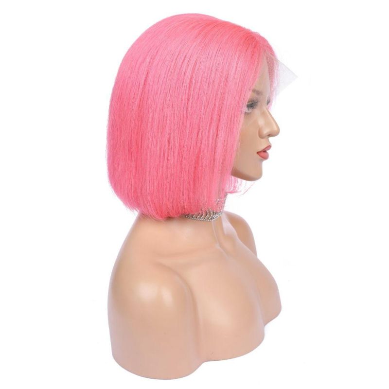 Pink Color Mink Brazilian Human Hair Lace Bob Wig