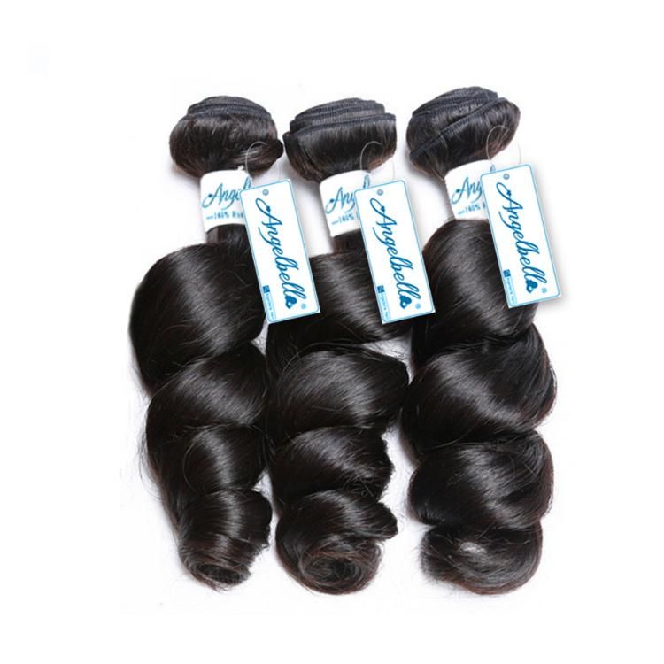 Angelbella Wholesales Loose Wave Human Hair Bundles 1b# Remy Hair Weave for Party