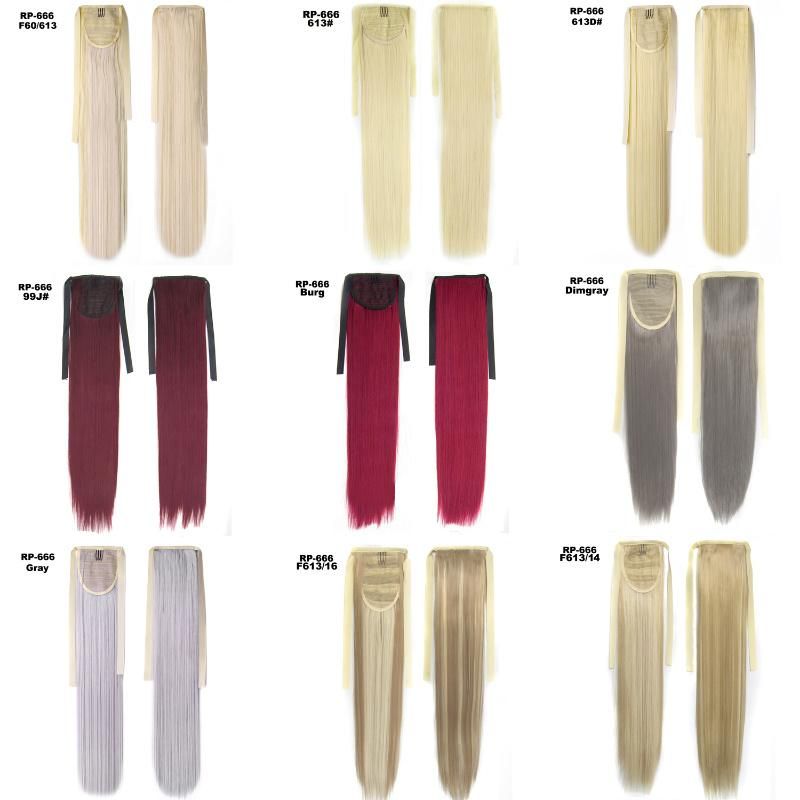 Ribbon Synthetic Silky Straight Tie up Ponytail Clip in Hair Extension