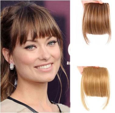 Hot Sale Silky Straight Front Neat Bangs Fake Hair Fringe Piece Synthetic Clip in Hair Extension