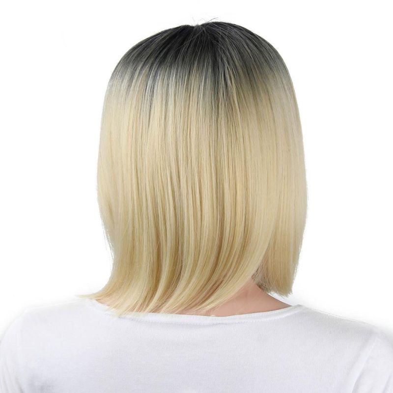 Kaki Hair Fashion Short Wigs Bob Straight Wig Coolorful Ombre Brown Human Hair Wig