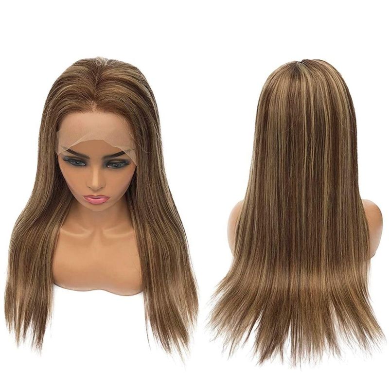 Kbeth Hair #4t4/27 Color Ombre Balayage Medium Brown with Honey Blonde Highlights Straight Wave Lace Front Wigs