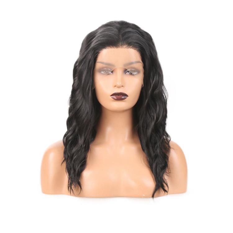 13X4 Ombre Brown Synthetic Fiber Lace Front Middle Part Natural Big Wave Hair Wig
