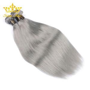 Gray Color Unprocessed Remy Brazilian Virgin Human Hair Extension of Straight