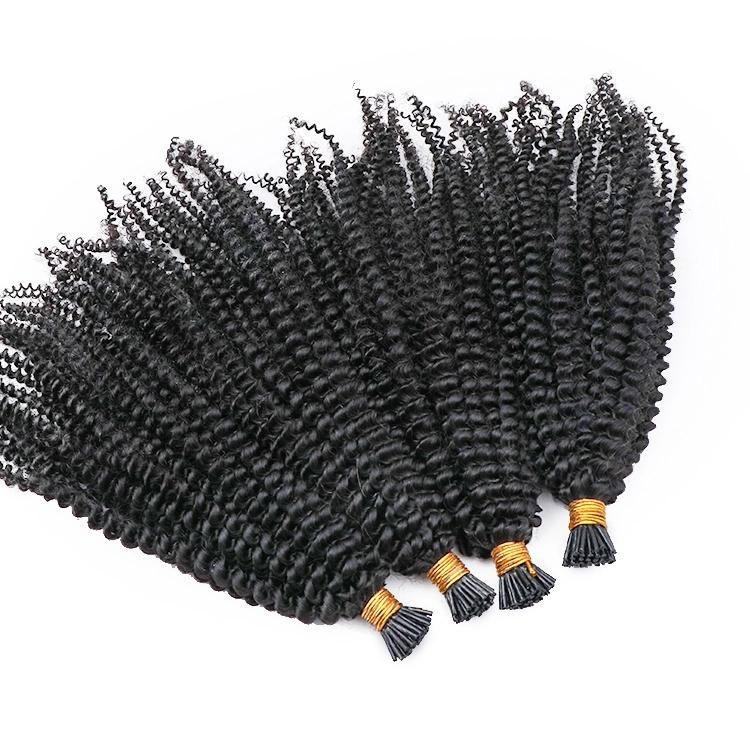 12A 100% Remy Virgin Human Hair Micro Links Afro Curly I Tip Hair Extensions