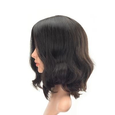 Short Layer Wavy European Hair Jewish Human Hair Wig