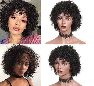 Curly Short Bob Lace Wig Brazilian Virgin Hair with Baby Hair