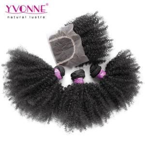 Yvonne Wholesale Brazilian Free Shipping Hair Extension 3 Bundles and Closure Afro Kinky Curl