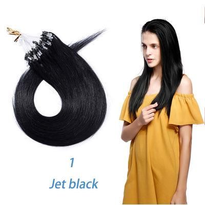 1# Jet Black 22&quot; 0.5g/S 100PCS Straight Micro Bead Hair Extensions Non-Remy Micro Loop Human Hair Extensions Micro Ring Extensions