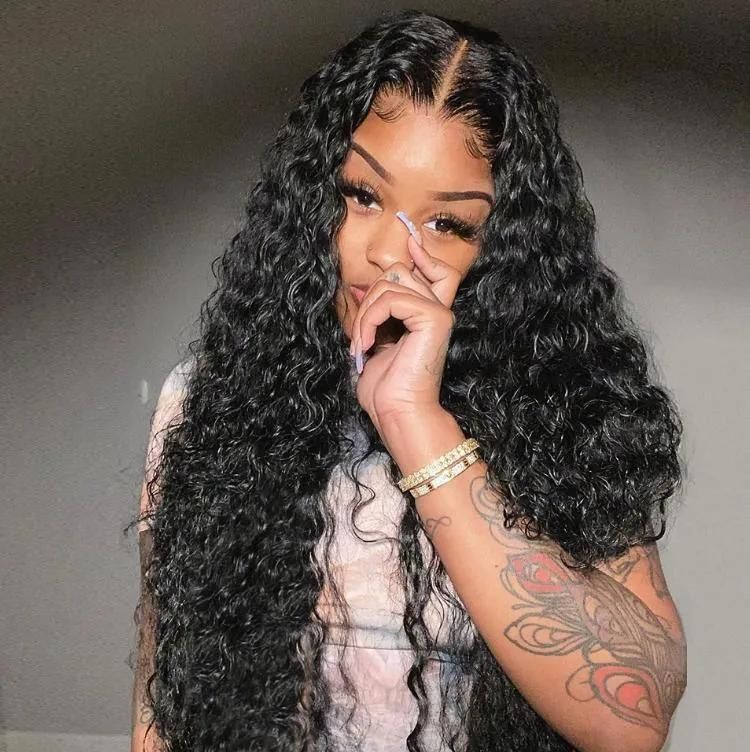13X4 Human Hair Curly Lace Frontal Wig Deep Wave Wigs