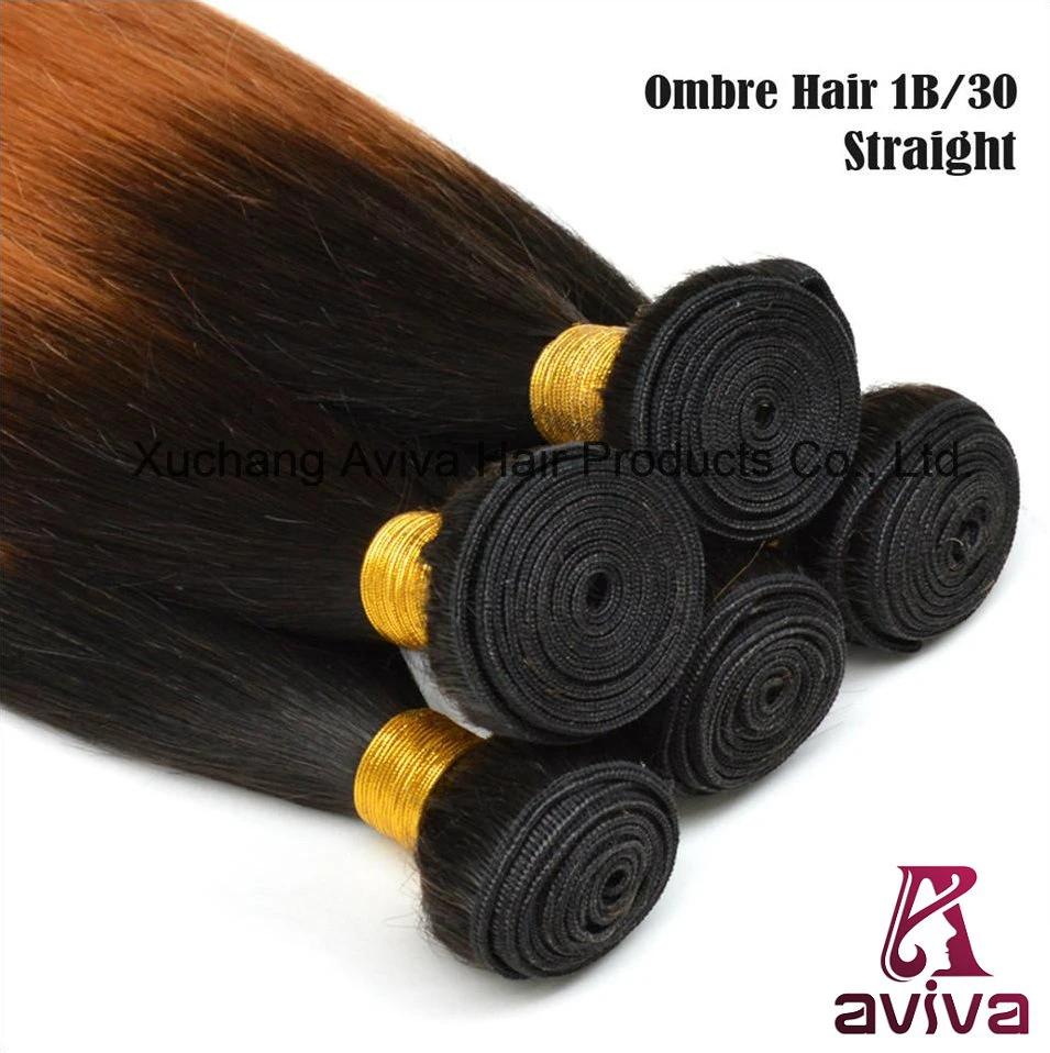 Silky Straight Wave 100% Human Hair Extension Ombre Natural Virgin Hair