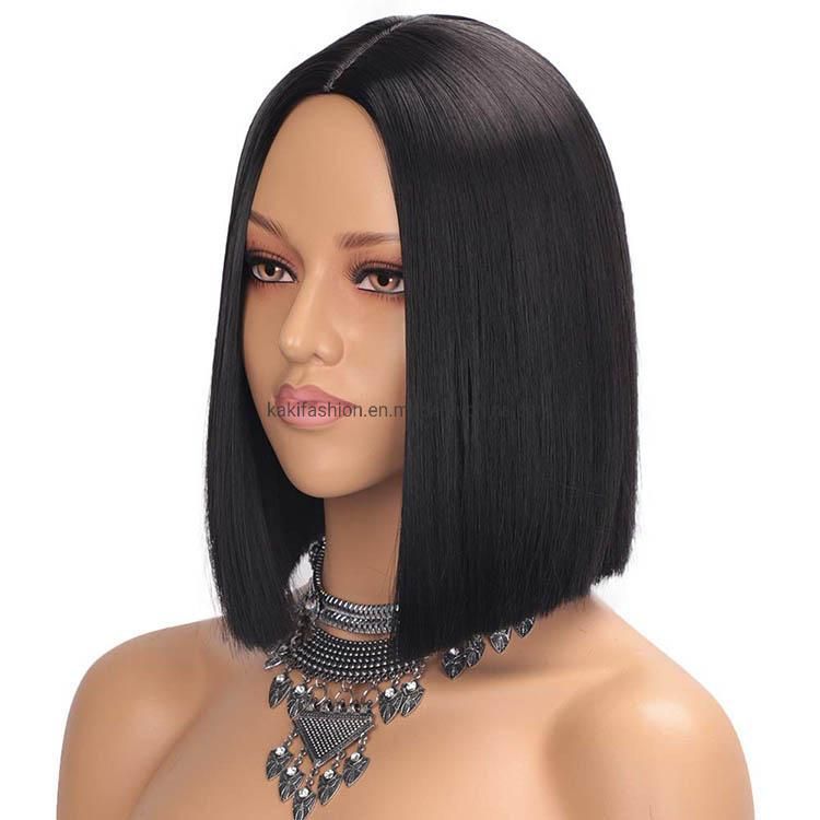 Kakiifashion Hair 12 Inch Cheap Vendor Wholesale Heat Resistant Fiber Short Bob Straight Wig for Black Women
