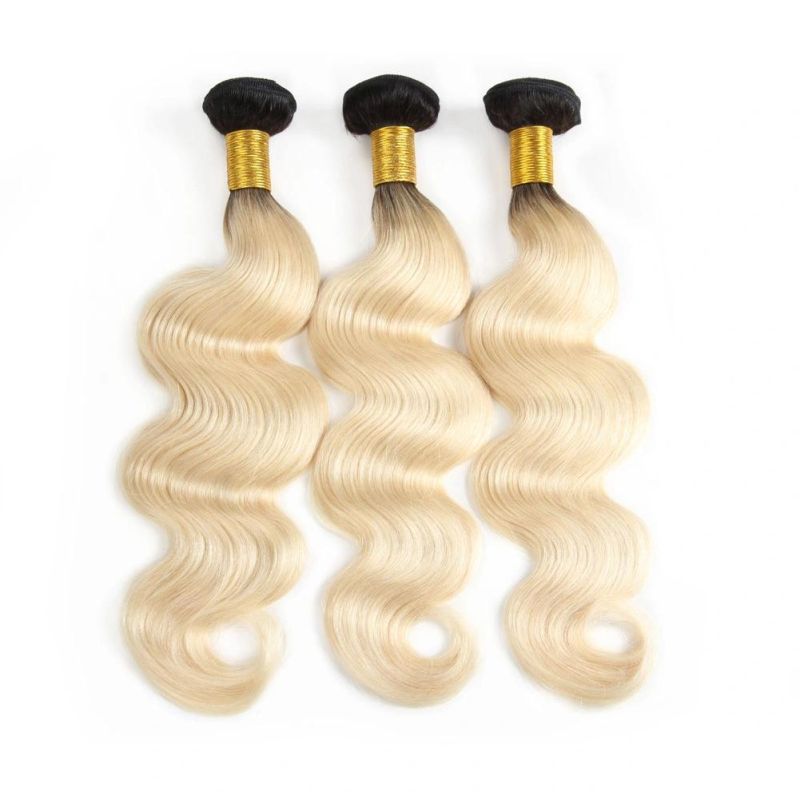 1b/613 Ombre Brazilian Hair Weave Bundles Blonde Human Hair Weft