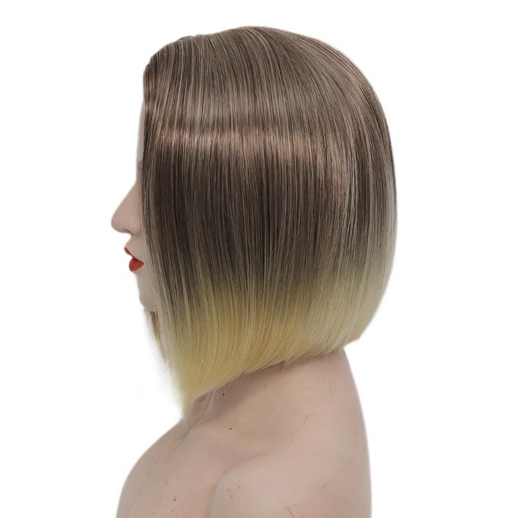 Wholesale MID Part Gradient Blonde Wig Fluffy Synthetic Bob Shorts Wig