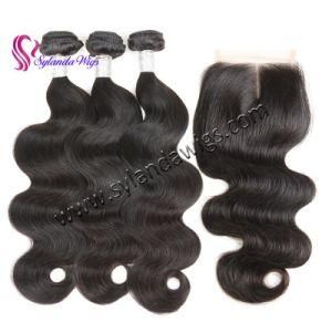 3 Bundles+4&quot;X4&quot; Lace Closure Body Wave Brazilian Remy Human Hair with Free Shipping