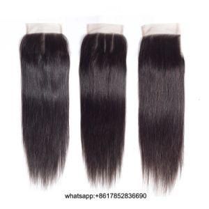 Human Hair Brazilian Malaysian Peruvian Indian Remy Human Hair 4X4 Lace Closure Pre Plucked Baby Hair Body Wave Straight Hair