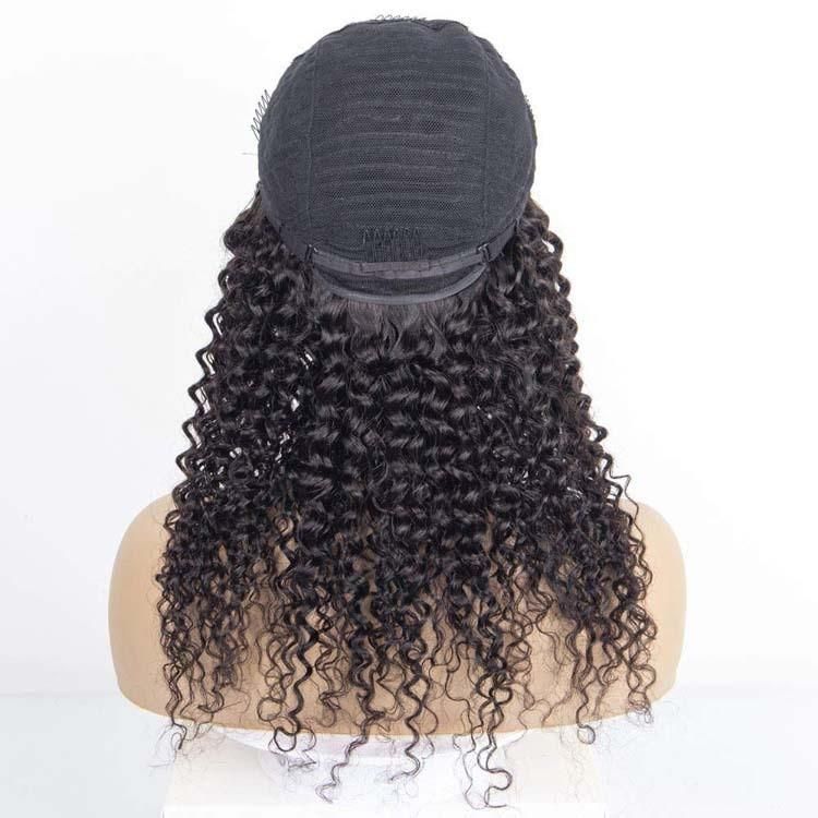 Wholesale None Lace Machine Made U-Part Curly Human Hair Wigs