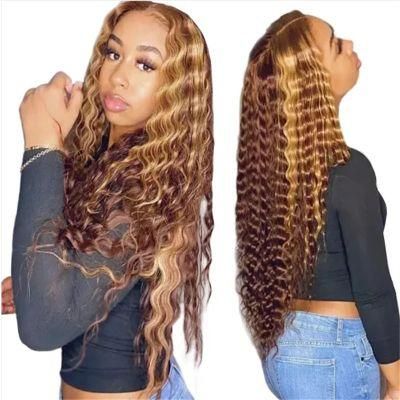 Wholesale Price, Virgin Human Hair Transparent Lace Wigs P4/27 Colored Human Hair Wig