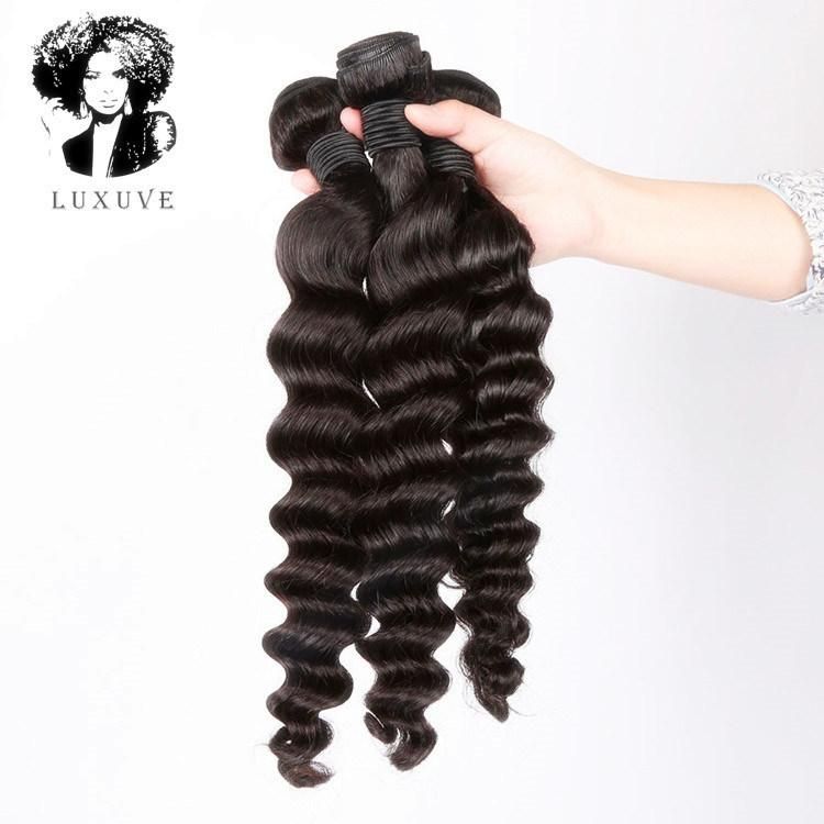 Luxuve Wholesale Virgin Brazilian Human Hair Bundles Vendors Cuticle Aligned Hair 10A Raw Human Hair Weave Deep Wave Bundles