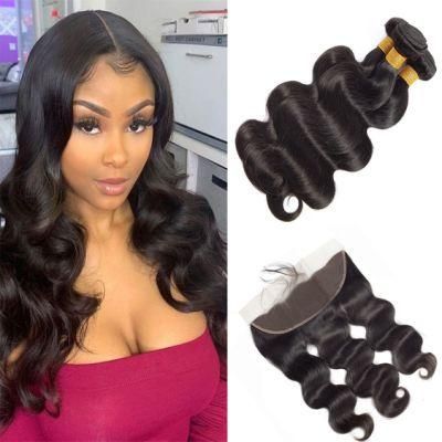 Factory Price Body Wave Bundles with Frontal Brazilian Human Hair Weave Bundles with Lace Frontal Hair Bundles with Closure