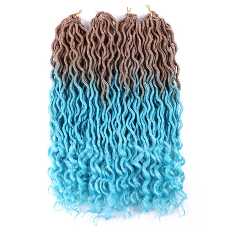 Long 18" Wholesale Curly Goddess Faux Locs Ends Crochet Braids Synthetic Hair Extensions